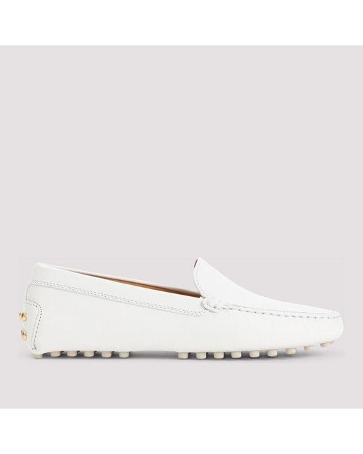 Tod's White Leather Loafers