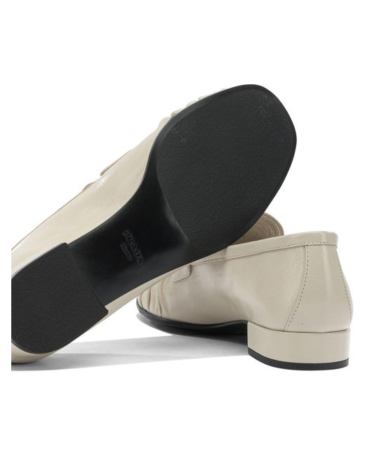 Prada White Buffalo Leather Loafers