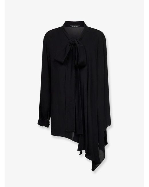 Balenciaga Black Silk Shirt With Bow