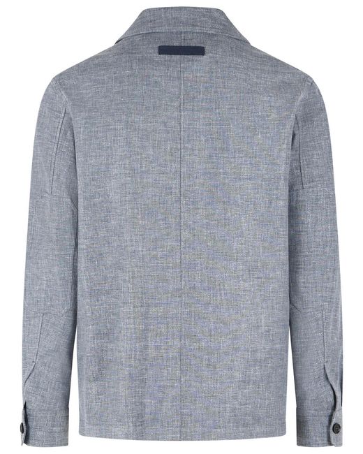 Zegna Blue Light Linen Blend Shirt for men
