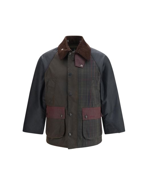 Barbour Black Waxed Jacket Tartan Multi for men
