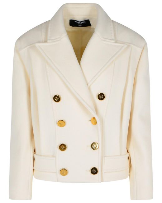 Balmain Natural Short 'Caban' Virgin Wool And Cashmere Jacket