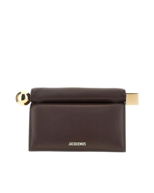 Jacquemus Brown Rond Carré Nappa Leather Clutch