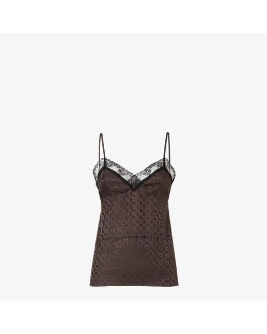 Fendi Brown Jacquard Ff Silk Top