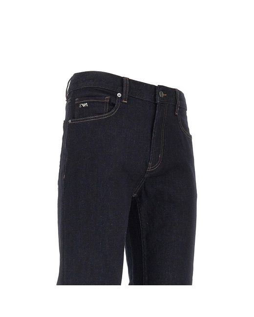 Emporio Armani Blue 'J76' Stretch Denim Jeans for men