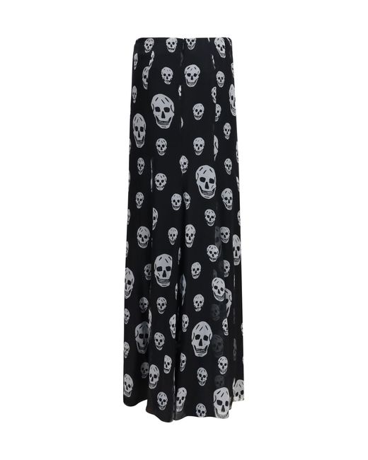 McQueen Black Skirt Draped Long Skull