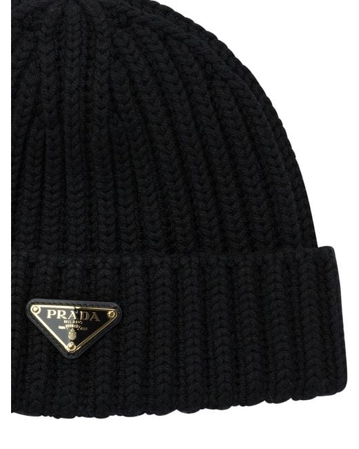 Prada Black Wool Beanie