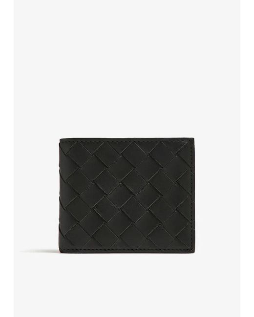 Bottega Veneta Black "Intrecciato" Bi-Fold Wallet for men