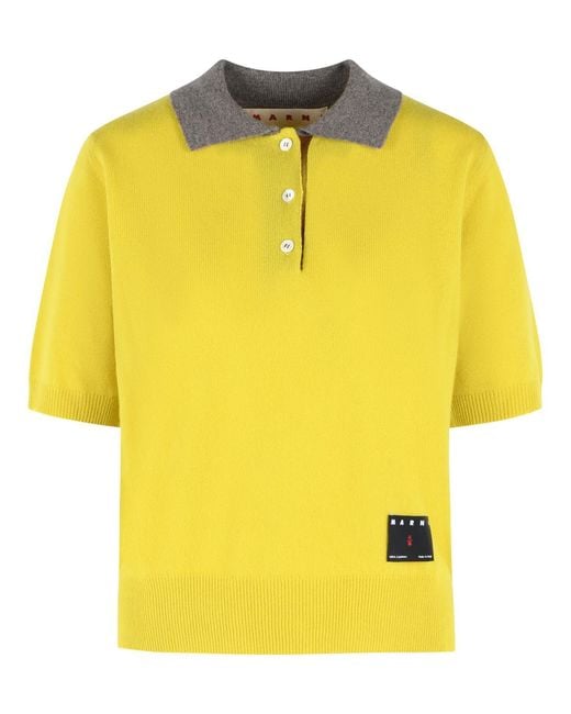 Marni Yellow Cashmere Polo Shirt