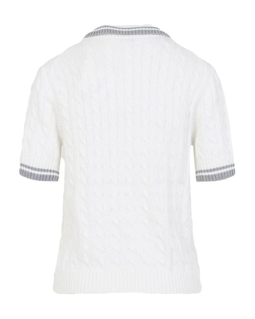 Brunello Cucinelli White Cotton Polo Shirt