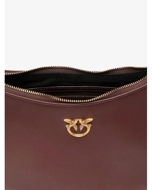 Pinko Red Half Moon Mini Leather Crossbody Bag