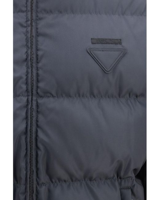 Prada Blue High-Neck Padded Jacket for men