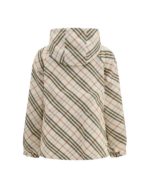Burberry White Reversible Check Hooded Jacket