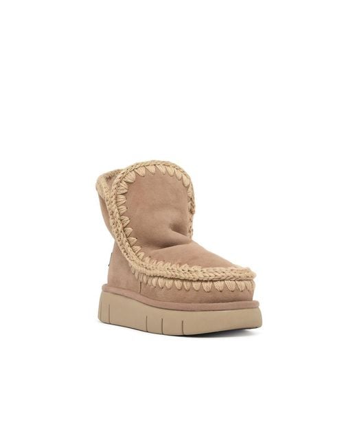 Mou Natural Eskimo 18 Bounce Camel Suede Ankle Boots