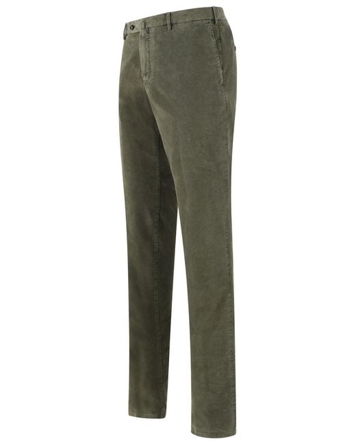 PT01 Green Slim Fit Cotton Trousers for men