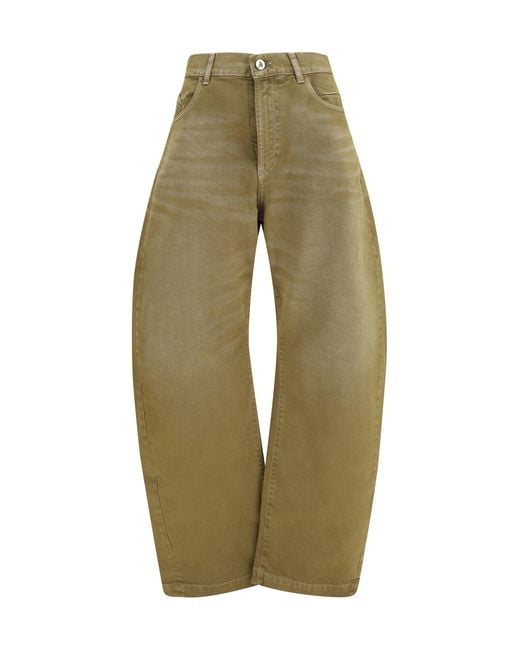 The Attico Green Wide-Leg Jeans With Back Belt