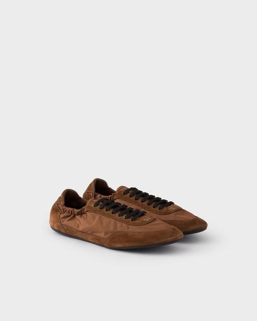 Prada Brown Collapse Re-Nylon Sneakers for men