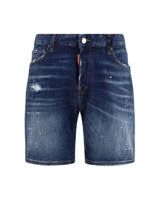 DSquared² Blue Distressed Denim Shorts for men