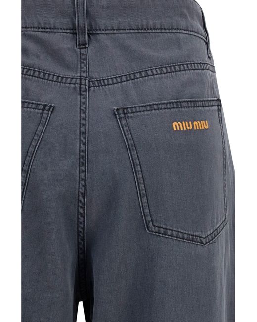 Miu Miu Blue Cotton Jeans