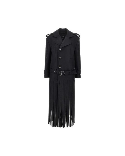Pinko Black Fringed Oversized Cloth Coat