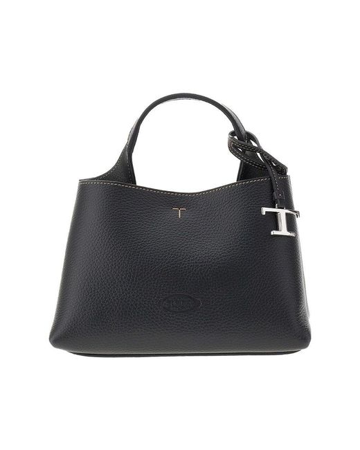 Tod's Black Grain Leather Micro Shopping Bag