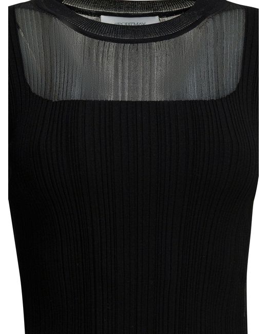 Max Mara Black Viscose Crewneck T-Shirt