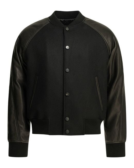 Givenchy Black Wool Bomber Jacket With Reverse Logo
