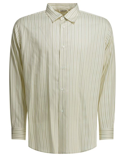 Men's White Casual Striped Shirt