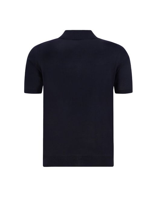Prada Blue Virgin Wool Polo Shirt Nero for men