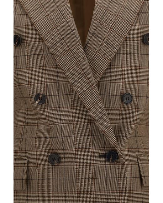 Chloé Brown Chloé Checked Double-Breasted Blazer
