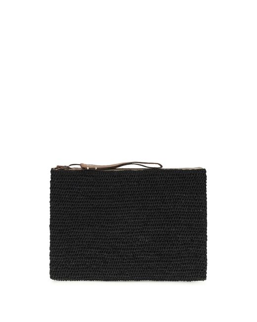 IBELIV Black Raffia Clutch
