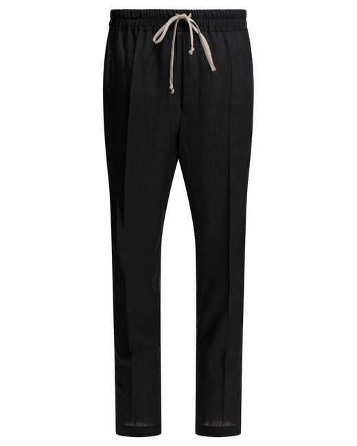 Rick Owens Black Drawstring Slim Long Pants for men