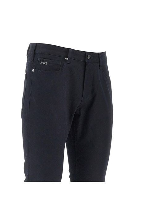 Emporio Armani Blue Stretch Gabardine J06 Pants for men