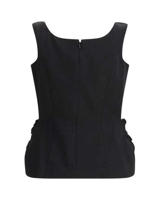 Magda Butrym Black Top With Floral Appliquãs