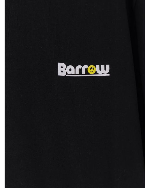 Barrow Black Cotton T-Shirt With Front Print for men