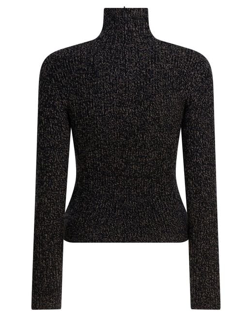 Max Mara Black Wool And Cashmere Mouliné Turtleneck Sweater