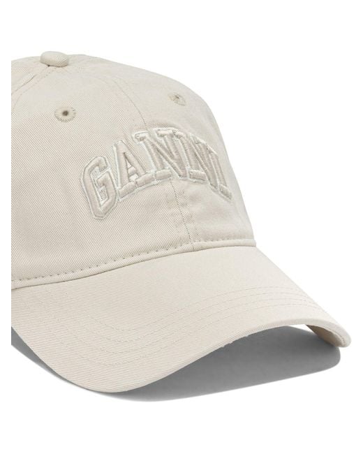 Ganni White Baseball Cap With Logo