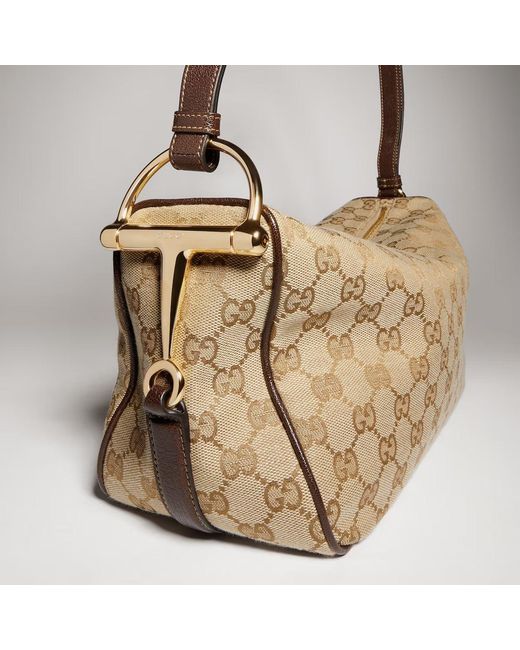 Gucci Natural Half Horsebit Medium Shoulder Bag