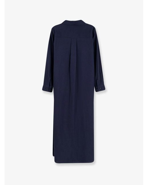 Hevò Blue Arigliano Linen And Viscose Chemisier Dress