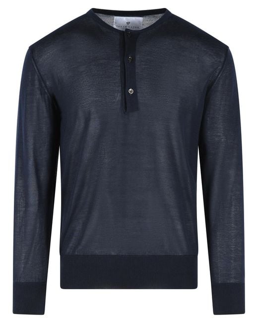 Seven Gauge Blue 'Serafino' Lyocell Sweater for men