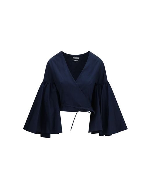 Women's Blue Paysan Wrap Top