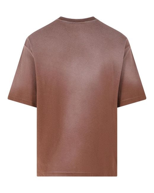 Acne Brown Cotton And Linen T-Shirt