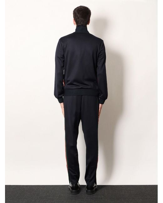 Gucci Blue Jersey Sweatshirt With Lateral Web Band for men