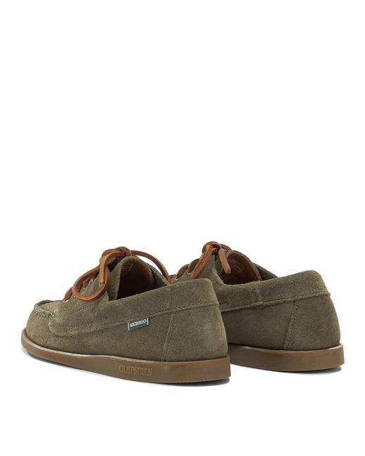 Sebago Brown Askook Leather Rubber Lace-Up Loafers for men