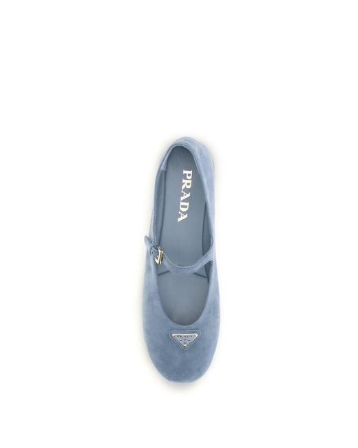 Prada Blue Suede Leather Ballerinas