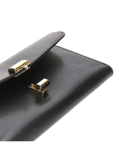 Totême Black 'T-Lock' Leather Wallet Clutch