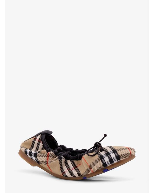 Burberry Multicolor Fawn Ballerinas With Traditional Check Motif