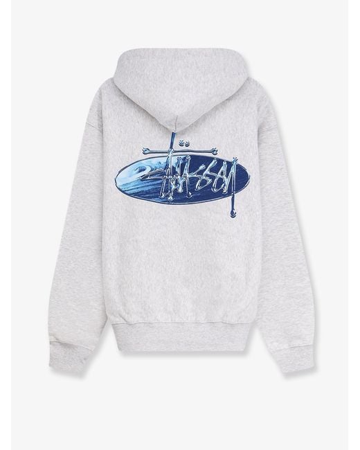 Stussy White Wave Oval Hooded Sweatshirt for men