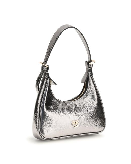 Pinko White Shoulder Bag Baby Lambskin Anthracite