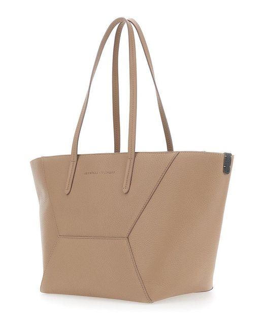 Brunello Cucinelli Natural "Duo" Large Shoulder Bag